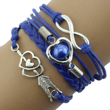 Load image into Gallery viewer, 1PC Infinity Love Heart Pearl Friendship Antique Leather Charm Bracelet