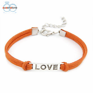 SUSENSTONE 1PC Braided Adjustable Leather Popular Bracelet Women Men Love Handmade Alloy Rope Charm Jewelry Weave Bracelet Gift