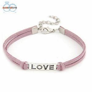 SUSENSTONE 1PC Braided Adjustable Leather Popular Bracelet Women Men Love Handmade Alloy Rope Charm Jewelry Weave Bracelet Gift