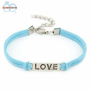 SUSENSTONE 1PC Braided Adjustable Leather Popular Bracelet Women Men Love Handmade Alloy Rope Charm Jewelry Weave Bracelet Gift