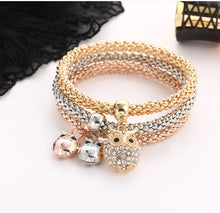 Load image into Gallery viewer, 3pcs Charm Women Bracelet Gold Silver Rose Gold Rhinestone Bangle Jewelry Set