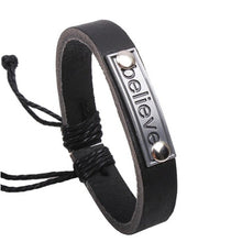 Load image into Gallery viewer, Believe Letter Leather Mens Bracelet &amp; Bangles Jewelry