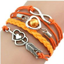 Load image into Gallery viewer, 1PC Infinity Love Heart Pearl Friendship Antique Leather Charm Bracelet