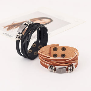 Men Geometric Woven Leather Bracelet Leather Bracelet